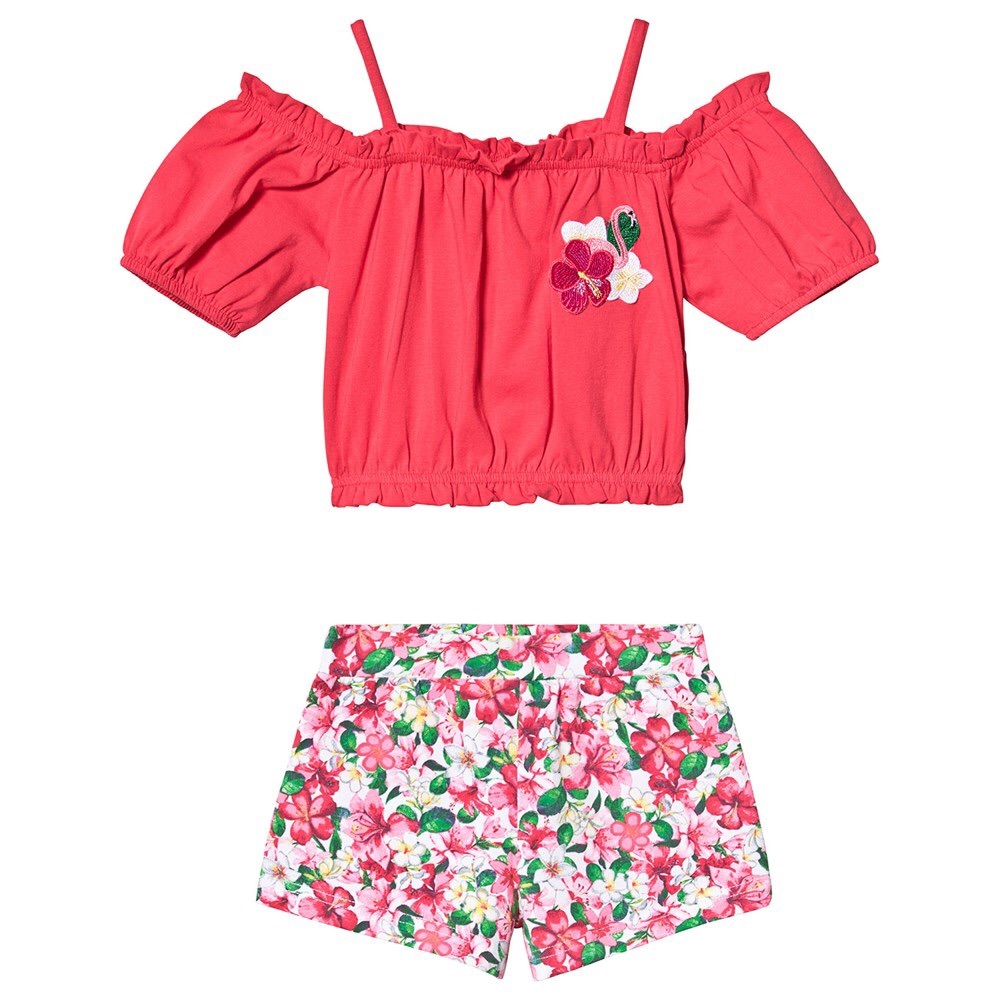 SALE‼️Mayoral Shirt w/ Flamingo & Floral Shorts